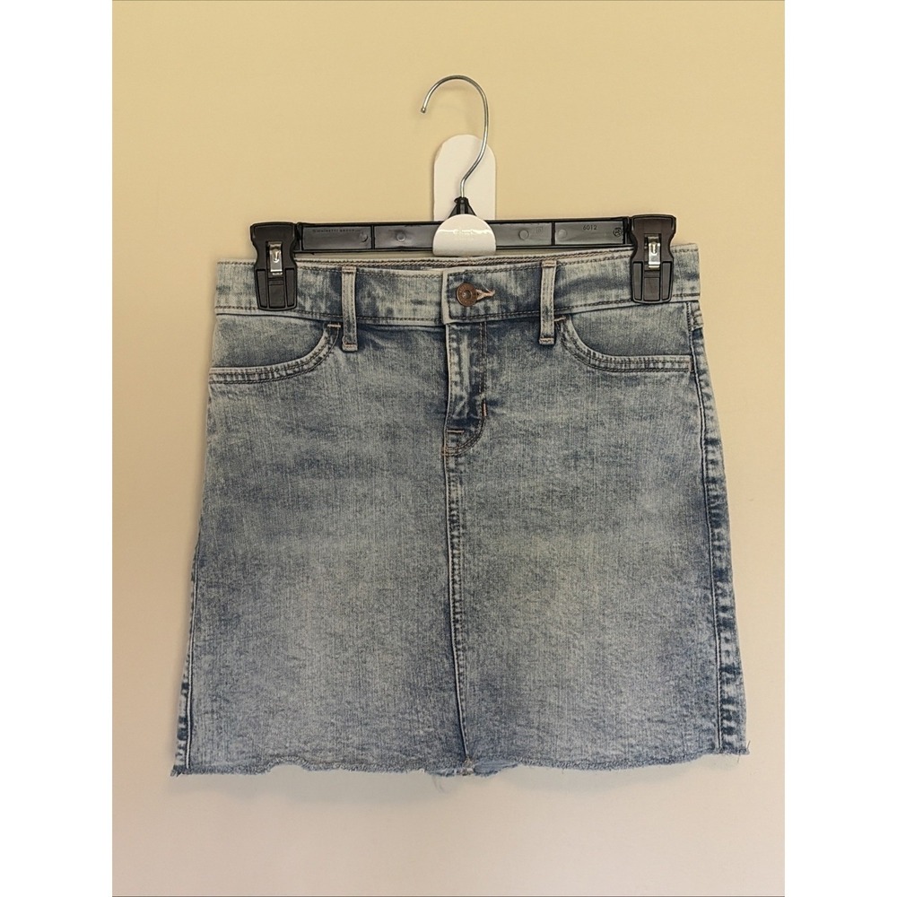 Abercrombie Kids Light Wash Raw Hem Casual Denim Jean Skirt Youth Girls 11/12